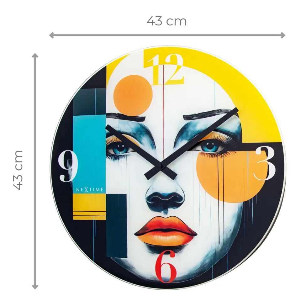 Wandklok 43cm-Stil-Multicolor-Glas-NeXtime 'Vogue', foto 5