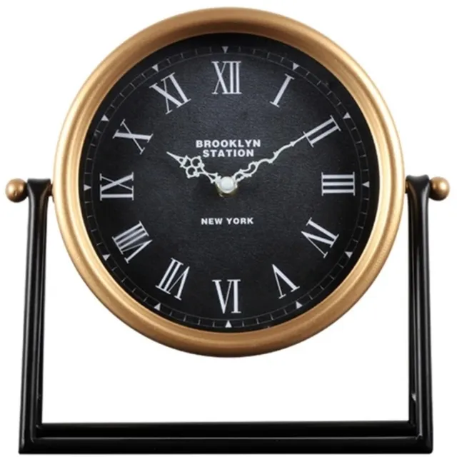 WiseGoods Premium Tafelklok – Zwart & Goud Metaal – Klok 26CM – Decoratieve Accessoires - Cadeau - Klokje Slaapkamer - Wonen Goud, Zwart