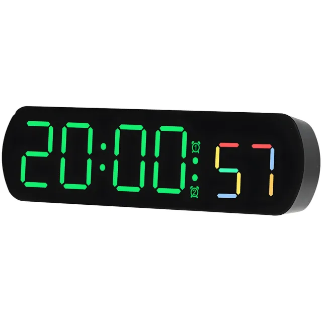 Happiq Digitale wandklok - Voor woonkamer of kantoor - Temperatuur- & vochtigheidsweergave, nachtmodus en snooze - Elektronisch LED, 12/24 uur - Groen Green