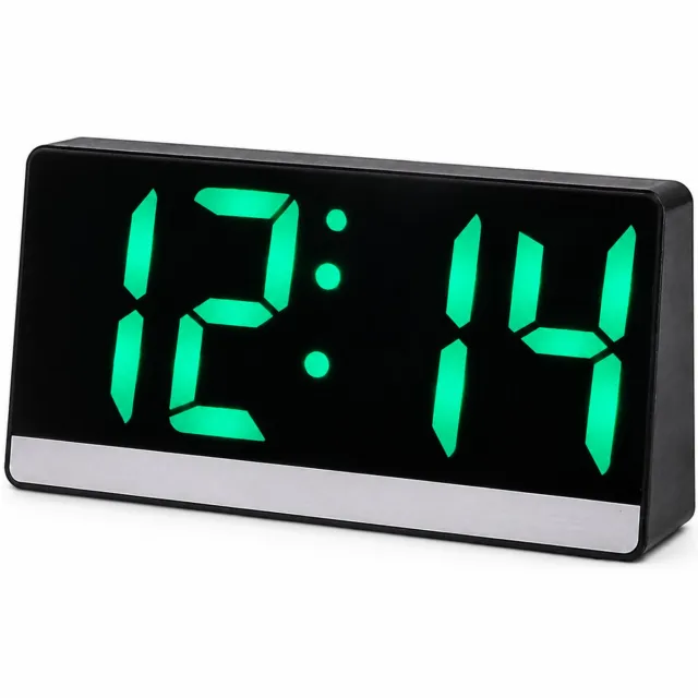 SWGOTA Digitale LED-spiegelwekker met groene cijfers, alarm en temperatuurweergave, 165 x 82 x 30 mm Wit
