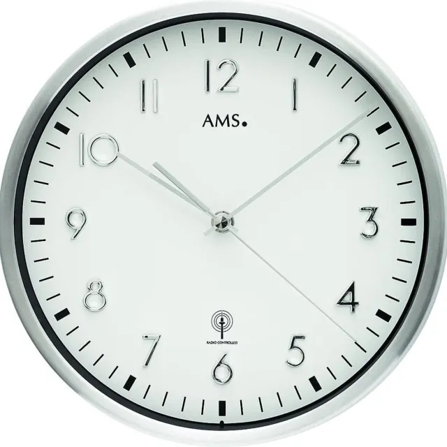AMS 5912 Funkwanduhr modern - Serie: AMS Wanduhren Zilverkleurig