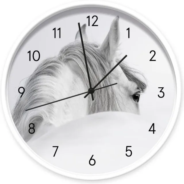 Dutch Sprinkles kinder klok wit Paard - 30 cm - wandklok + cijfers, wit frame, geluidloos