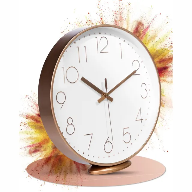 LATENO Wandklok Roségoud - Om neer te zetten of op te hangen - 20 cm - Stil - Klassiek en modern - Quartz-uurwerk zonder tikkende geluiden - Voor woonkamer, kantoor, etc.