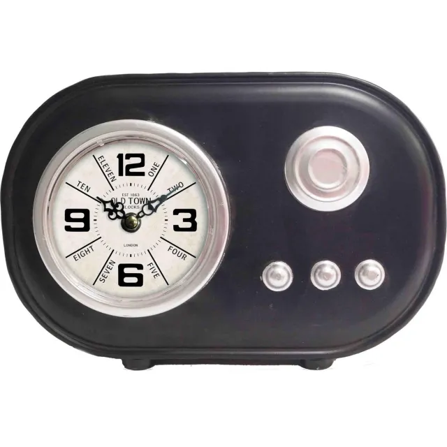 De Huismus Luxury Line Vintage industriële zwarte staande klok 25cm