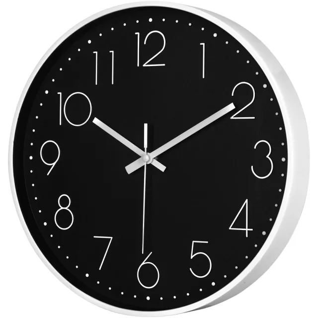 IvoQ Moderne Wandklok - 30 cm - Zwart/Wit - Goed Leesbaar - 3D Cijfers - Muurklok