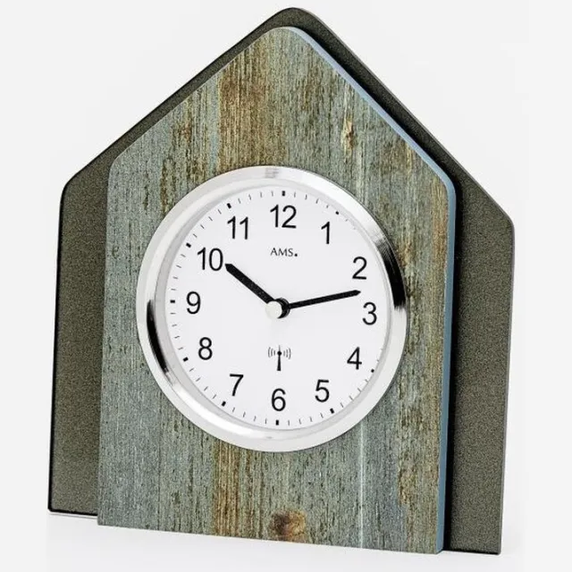 AMS Tafelkloke 5172 - radiogestuurd houtstructuur 19cm