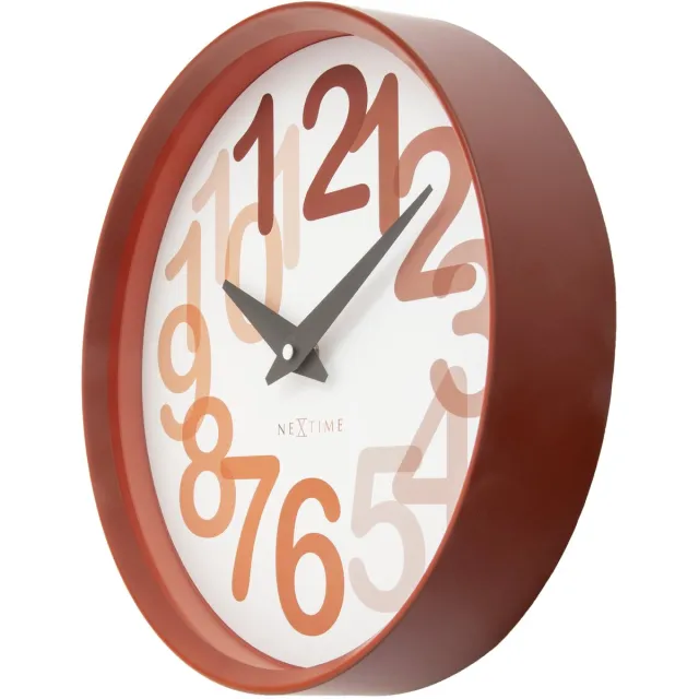 NeXtime Wandklok 30cm-Silent-Spice Oranje-Plastic-NeXtime 'Groot Getal'