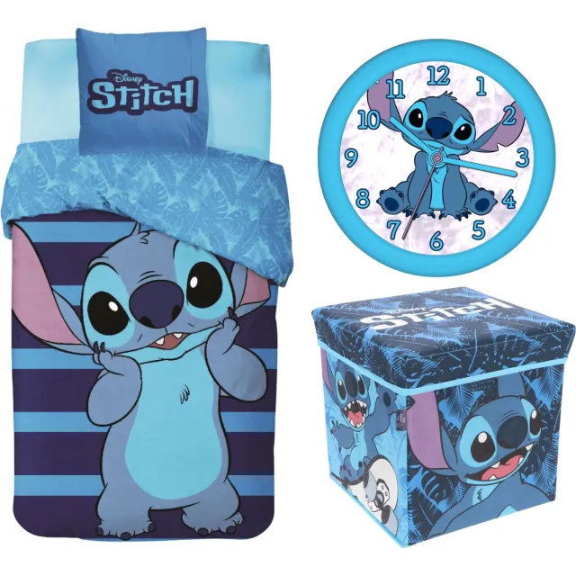 Lilo & Stitch slaapkamerset; dekbedovertrek, wandklok, opbergdoos/stoel Slaapkamer set