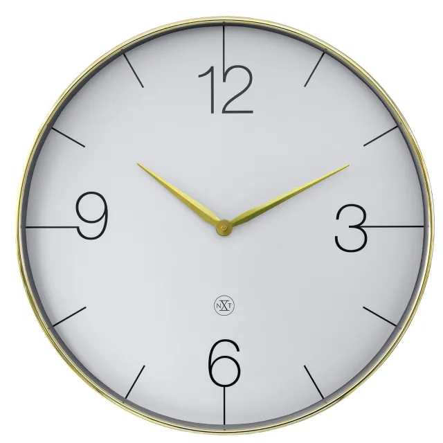 Nextime Wandklok 51 cm-stil-goud/chroom/grijs-kunststof-nXt Finesse Large Wit