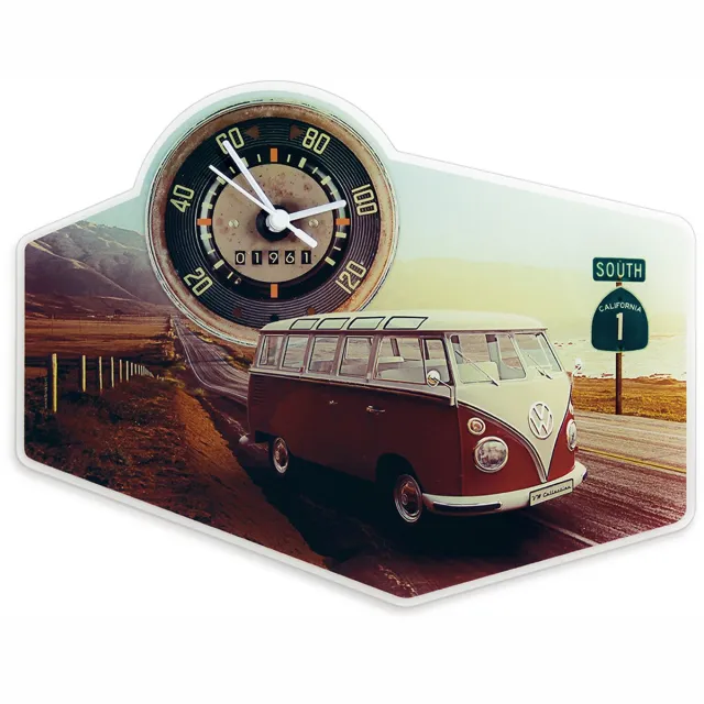 Brisa VW Collection - W T1 Bulli Bus wandklok van acrylglas Kleurrijk