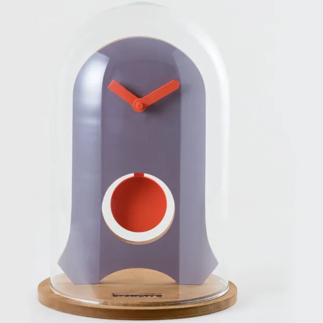 Kloq Koepelklok met Pendule - Bureau Klok - Batterijen Inbegrepen - Quartz Beweging - Niet-Tikkend Batterij Aangedreven - Lavendel Grijs en Neon Oranje - 21 cm x 21 cm x 31,5 cm Lavendel & Neon Oranje