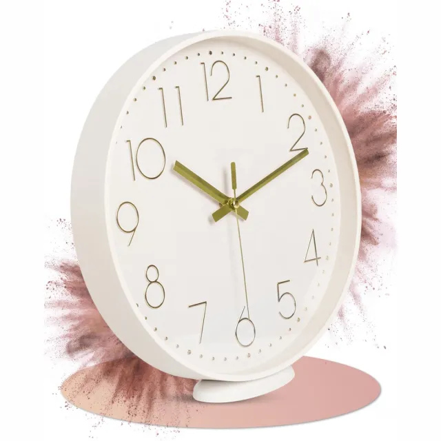 LATENO Wandklok Beige - Om neer te zetten of op te hangen - 30 cm - Stil - Klassiek En Modern - Geen tikkende geluiden - Voor Woonkamer, Kantoor, Etc.