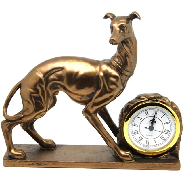 Queen Isabell klok - Decoratieve staande klok hondenfiguur - golden greyhound Gold en Bruin