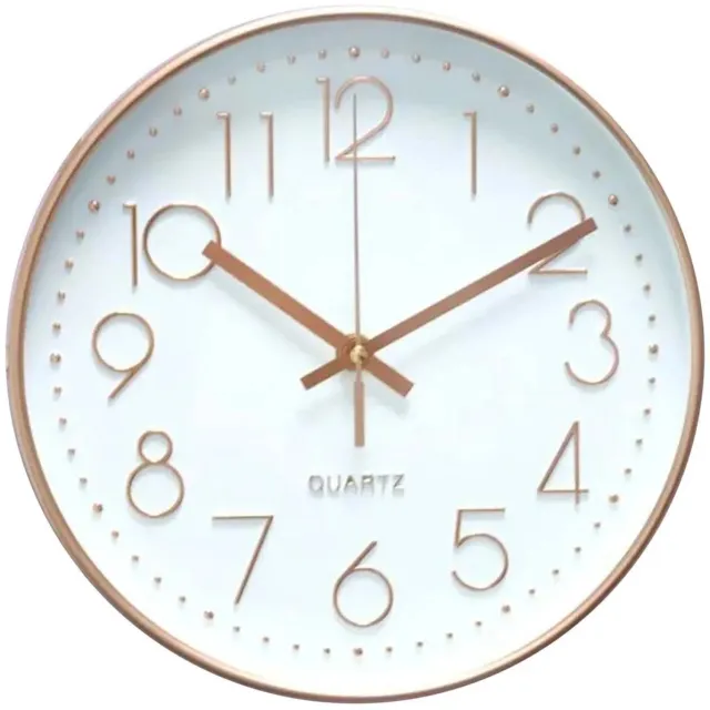 Flintry Wandklok – 8 inch, stil (niet-tikkend), moderne wandklok op batterijen – Decoratieve klok voor keuken, thuiskantoor, badkamer en slaapkamer (Roségoud)