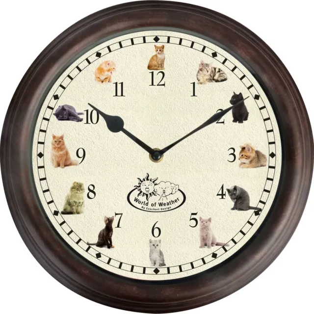 Esschert Design Klok met kattengeluiden Multikleur