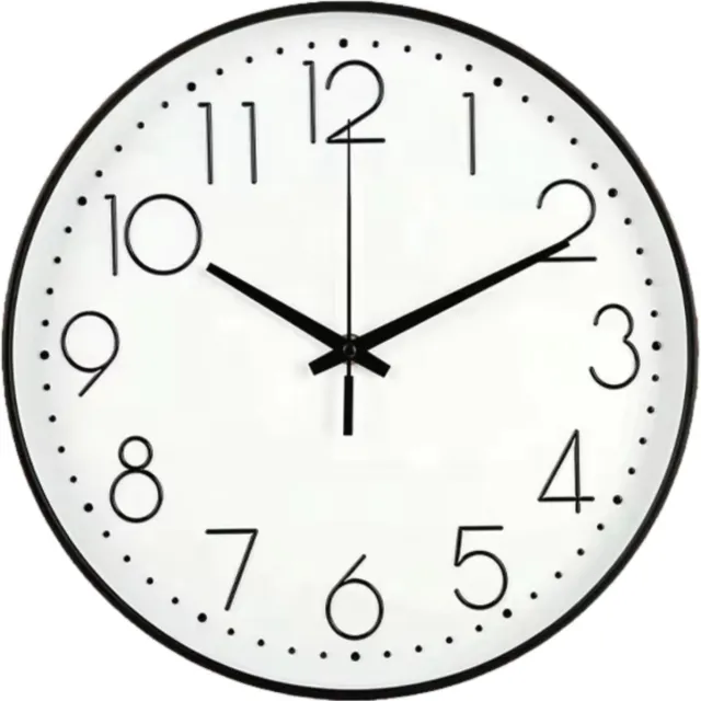 HomeShopXL HSXL Wandklok - 30 cm - Stil Quartz Uurwerk - Zwart / Wit - HSM001 - Analoog