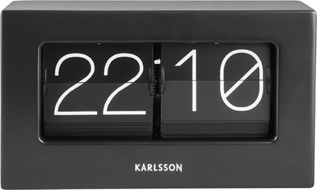 Karlsson Tafelklok Boxed - Flip - Mat Zwart - 20,5x7x11,5cm - Scandinavisch