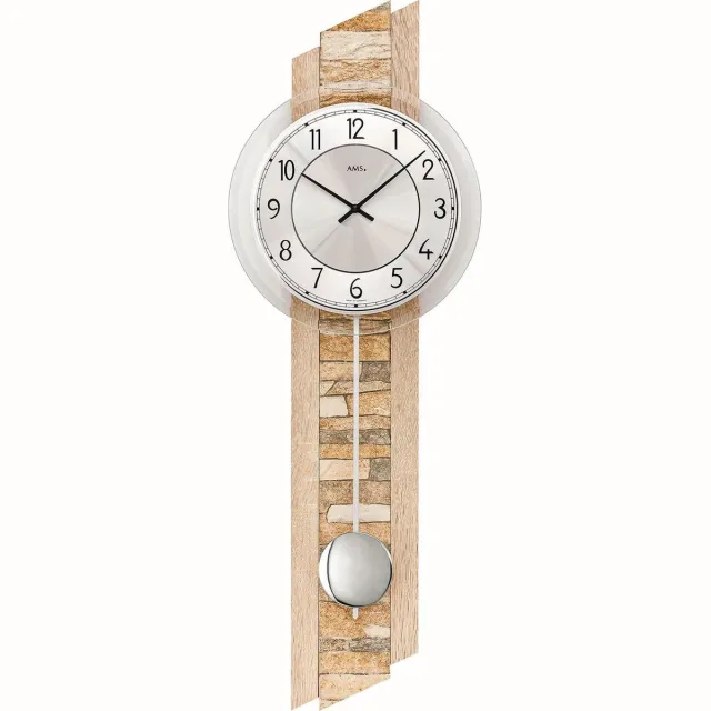 AMS 7423 moderne wandklok, quarts met slinger bruin