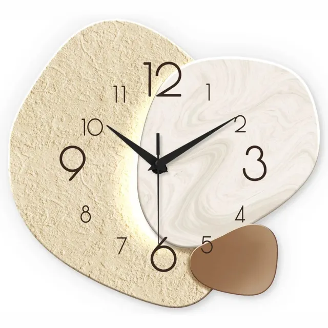 Allero Wandklok - Scandinavische Wandklok - Wandklokken - 28cm - Geen Boor Nodig - Keuken - Woonkamer - Stille Klok - Licht Beige