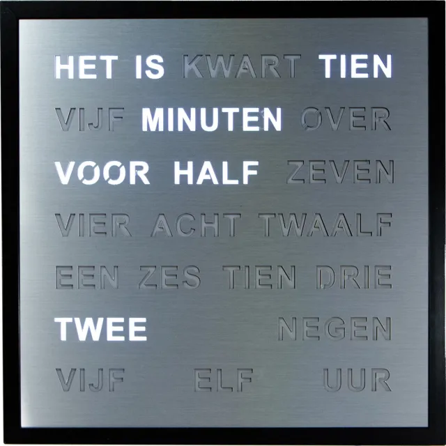 Intertime Woordklok | Wandklok | 40x40 | Zilver | Nederlands