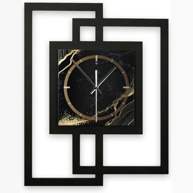 Vantivo® Klok - Wandklok Modern - Klokken - Industrieel - Zwart/Goud