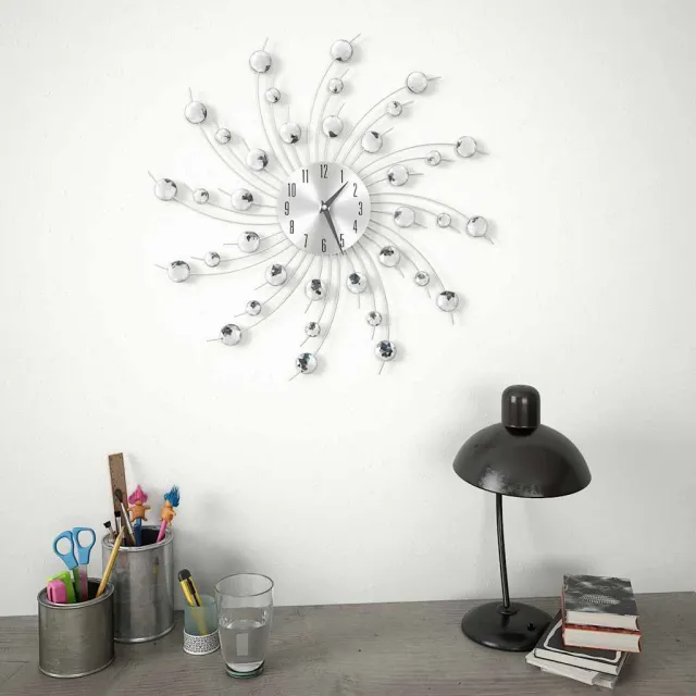 vidaXL Wandklok met quartz-mechanisme 50 cm modern ontwerp zilver, foto 2