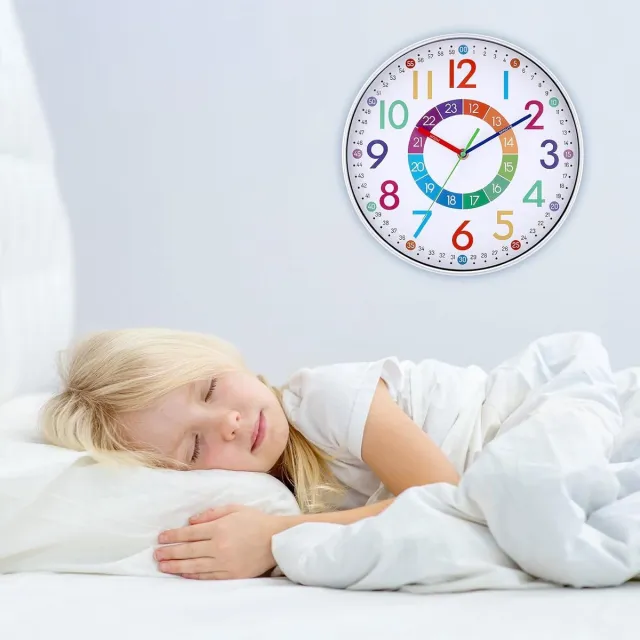 Famanu Educatieve kinderwandklok Ø30 cm, stil en kleurrijk, ideaal voor leren klokkijken