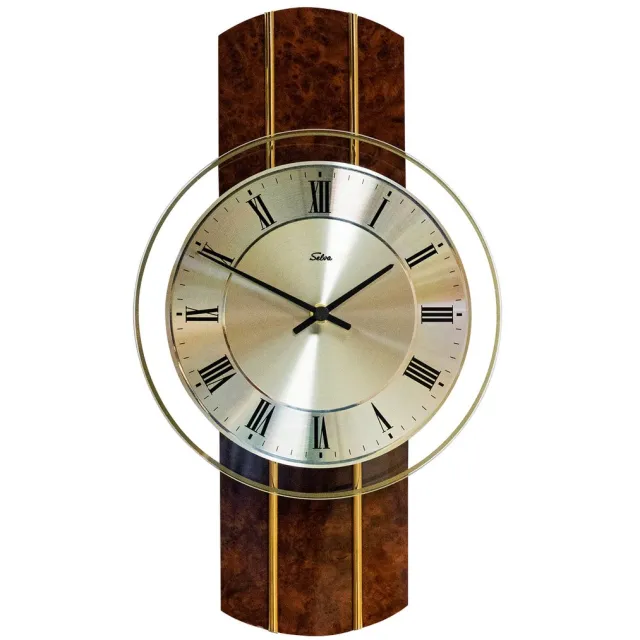 Selva ZEIT.punkt Aarau wandklok slingerklok, MADE IN GERMANY, wortelnotenhout walnoot - 345409 Leer