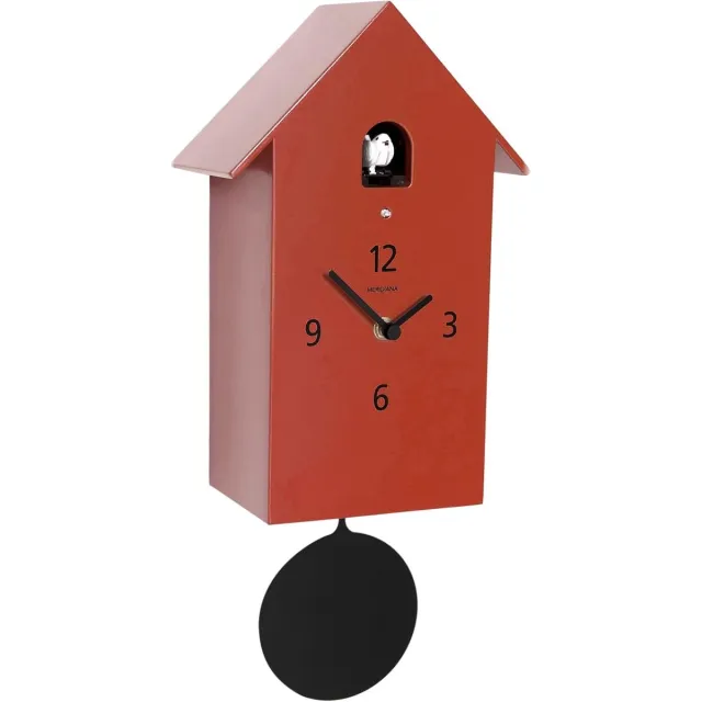 Diamantini Domeniconi Diamantini & Domeniconi Meridiana 217 Cuckoo Clock, hout / kleur rood / koekkoeksklok met lichtsensor / geluidsregelaar / Italiaans Design