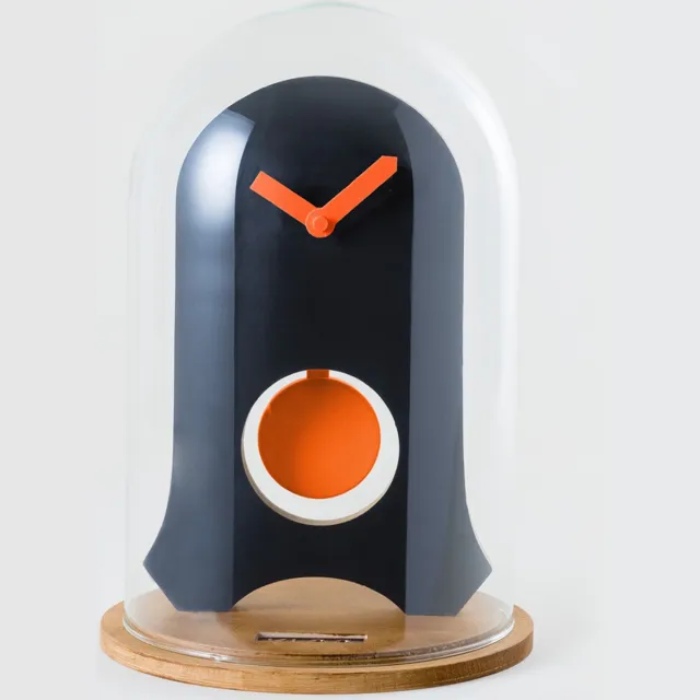 Kloq Stolpklok Satijn Zwart & Neon Oranje