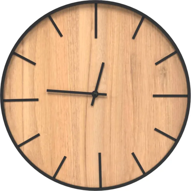 vidaXL Wandklok - Ø39 - cm - ijzer - en - bewerkt - hout - bruin