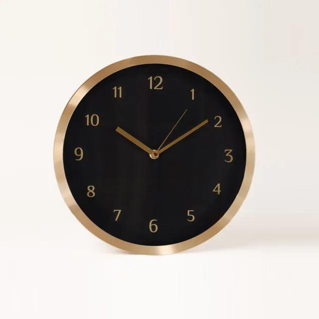 HOOMstyle Klok - Wandklok Rond - Metalen Lijst - Ø30cm - Goud / Zwart Zwart / goud
