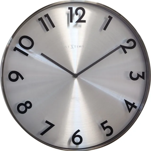 NeXtime Metalen wandklok - 40cm -Stille klok - Metaal - NeXtime Reflection Grey