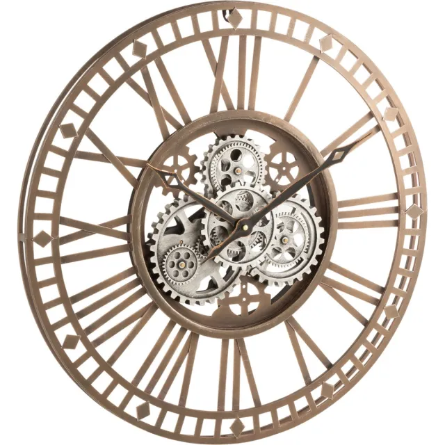 J-Line klok Radars Romeinse Cijfers - metaal - goud - Ø 60 cm Grijs