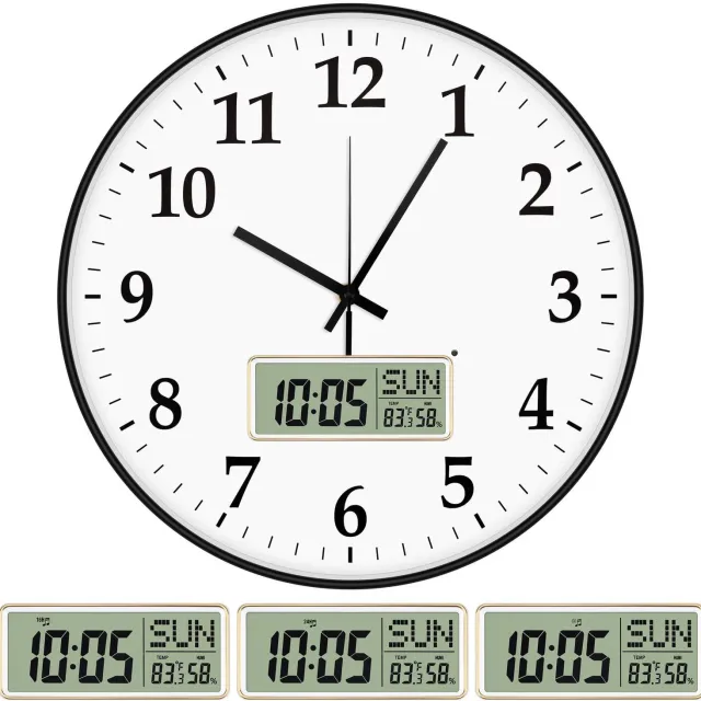 Famanu Digitale wandklok met helder -scherm, stil uurwerk voor thuisgebruik, modern design, ideaal voor keuken, slaapkamer en woonkamer, met duidelijke cijfers voor eenvoudige afleesbaarheid