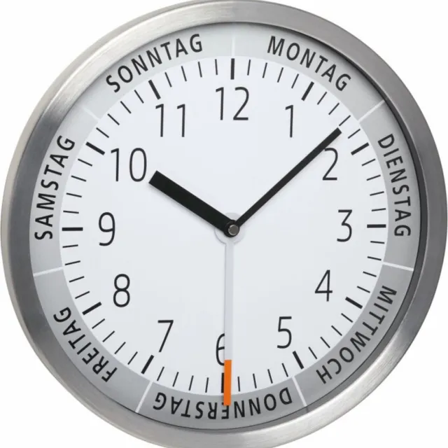 TFA Dostmann 60.3044.02 - Wandklok - Quartz - Aluminium - Glas - Zilverkleurig - Wit