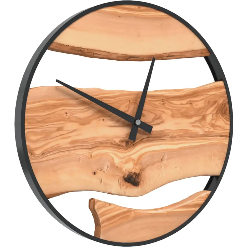 vidaXL Wandklok Ø35 cm ijzer en olijfhout bruin