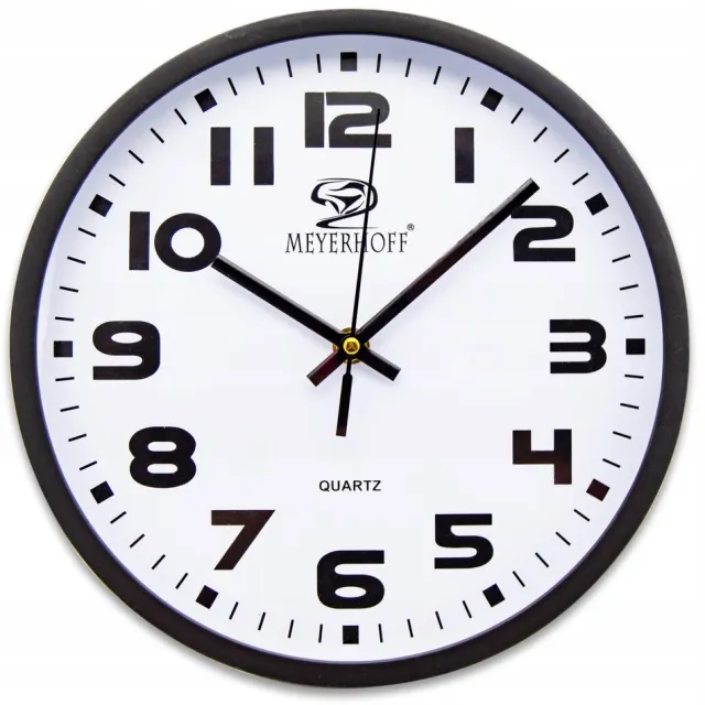 Tragar Wandklok 25 cm Wit – Stille Analoge Klok met Quartz Uurwerk – Grote Cijfers – Modern Zwart