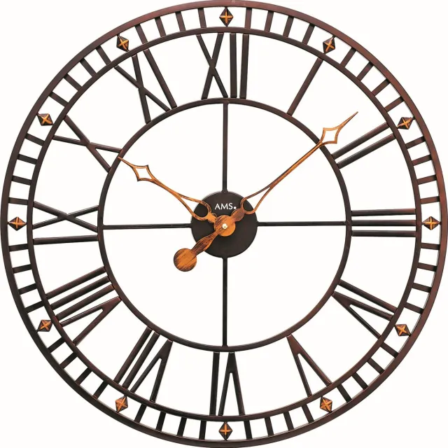 AMS W9537 - Wandklok - Analoog - Metaal - Bruin