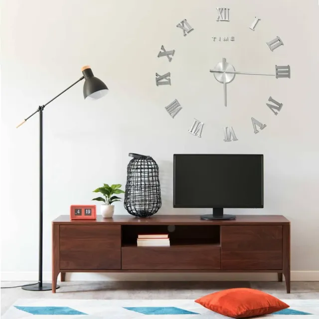 vidaXL 3D-wandklok modern XXL 100 cm zilverkleurig, foto 2