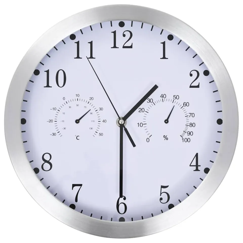 vidaXL Wandklok met quartz-mechanisme hygrometer thermometer 30 cm wit, foto 3