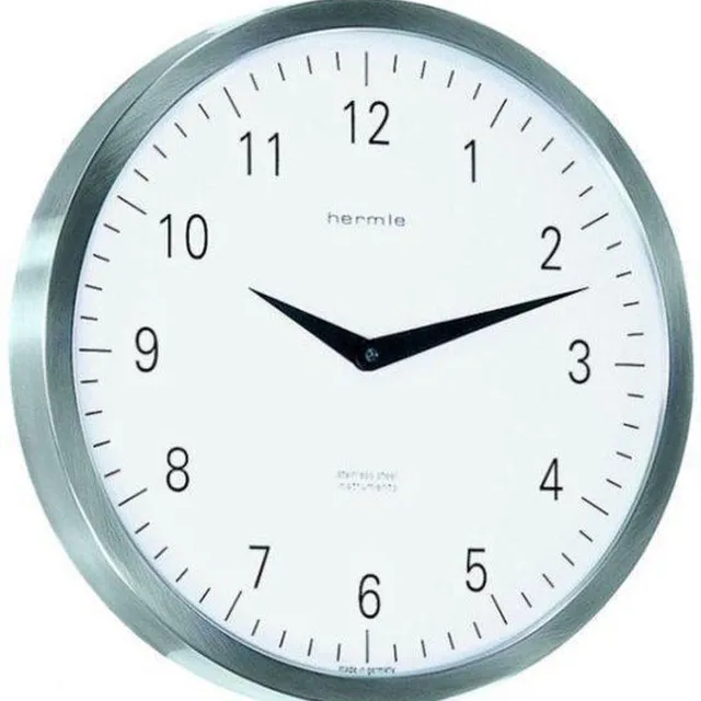HERMLE Metropolitan - Klok - Rond - RVS - Ø30 cm - Wit