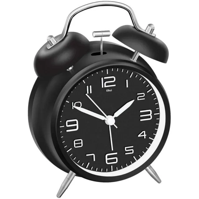 GelldG Kinderwekker - Analog Wekker met Nachtlicht - Stil Mechanisme, Luid Alarm, Groot Wijzerplaat 4 Inch - Geschikt voor Kinderkamer en Slaapkamer - Kunststof - Afmetingen 16.5x11.5x5cm Zwart