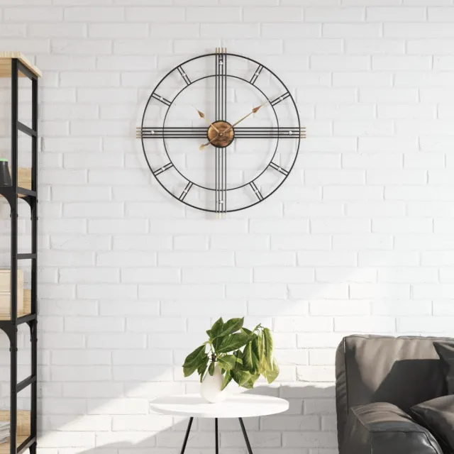 vidaXL Wandklok Ø60 cm ijzer zwart, foto 2