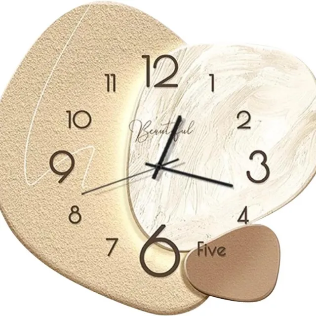 Ergocar Creatieve Moderne Stille Wandklok - Scandinavische Stijl Kristal Porselein Design - Batterijgevoede Decoratieve Klok Voor Woonkamer Slaapkamer Keuken En Kantoor BEIGE