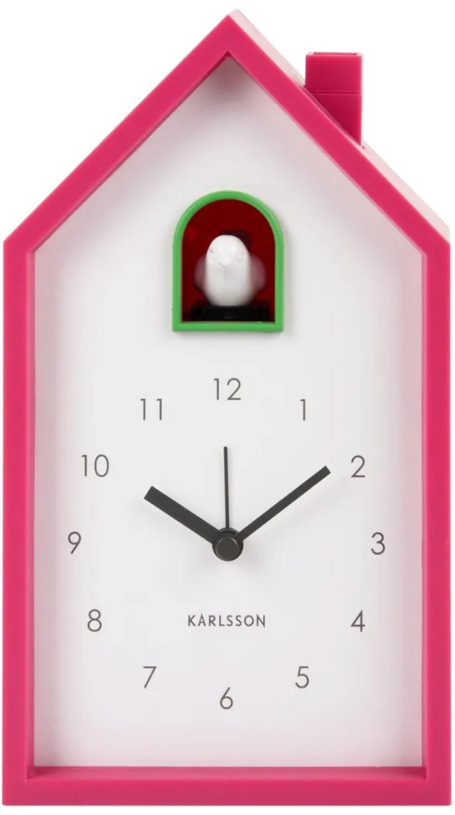 Karlsson Wekker Modern Cuckoo - Helderroze - 6x12x20cm - Scandinavisch - Wekker voor slaapkamer - Wekkers