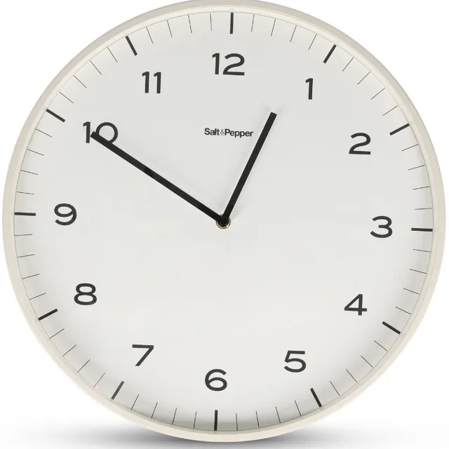 Fameilleur wandklok 40,5x5cm lijnen wit Pulse - metalen moderne decoratieve klok, voor woonkamer, keuken en kantoor, woondecoratie voor modern interieur, mooi als cadeau
