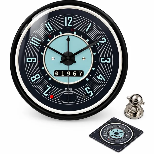 SWGOTA Zwarte ronde wandklok 30 cm van gehard glas - Retrowijzerplaat met cijfers - Stil uurwerk - 1 stuk