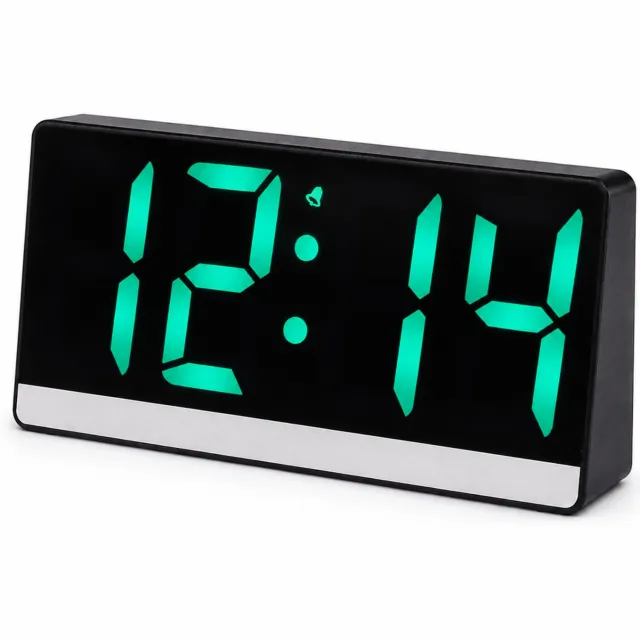 SWGOTA Digitale LED-spiegelklok met gekleurde cijfers - zwart - 165 x 82 x 30 mm - alarm en temperatuurweergave