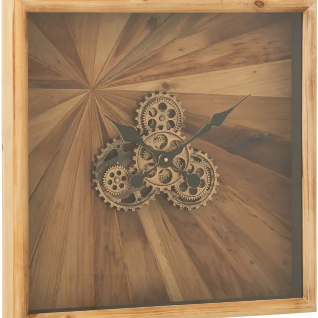 J-Line wandklok Vierkant - hout - naturel - small